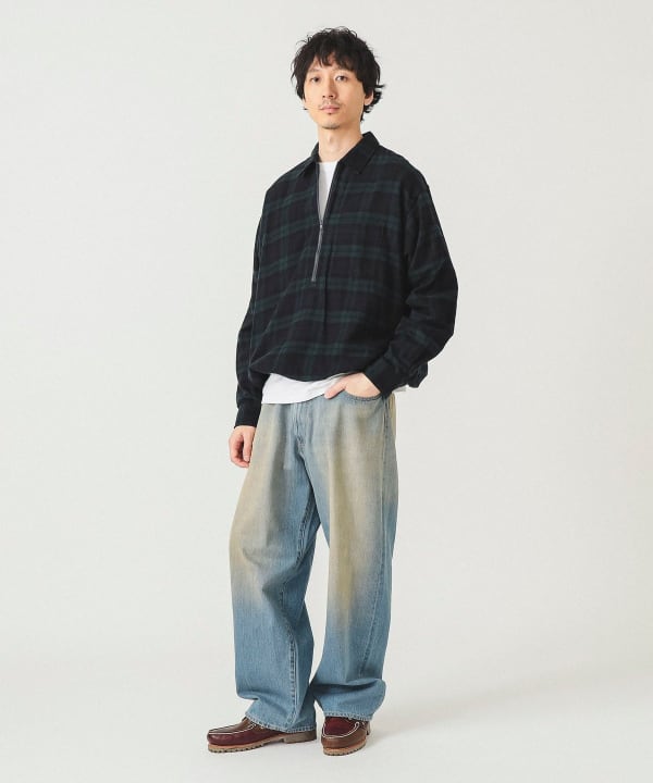 BEAMS（ビームス）ワイドフィット チェック プルオーバーシャツ