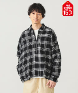 【+15%ポイントUP】チェック ハーフジップ プルオーバーシャツ