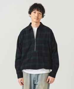 チェック ハーフジップ プルオーバーシャツ