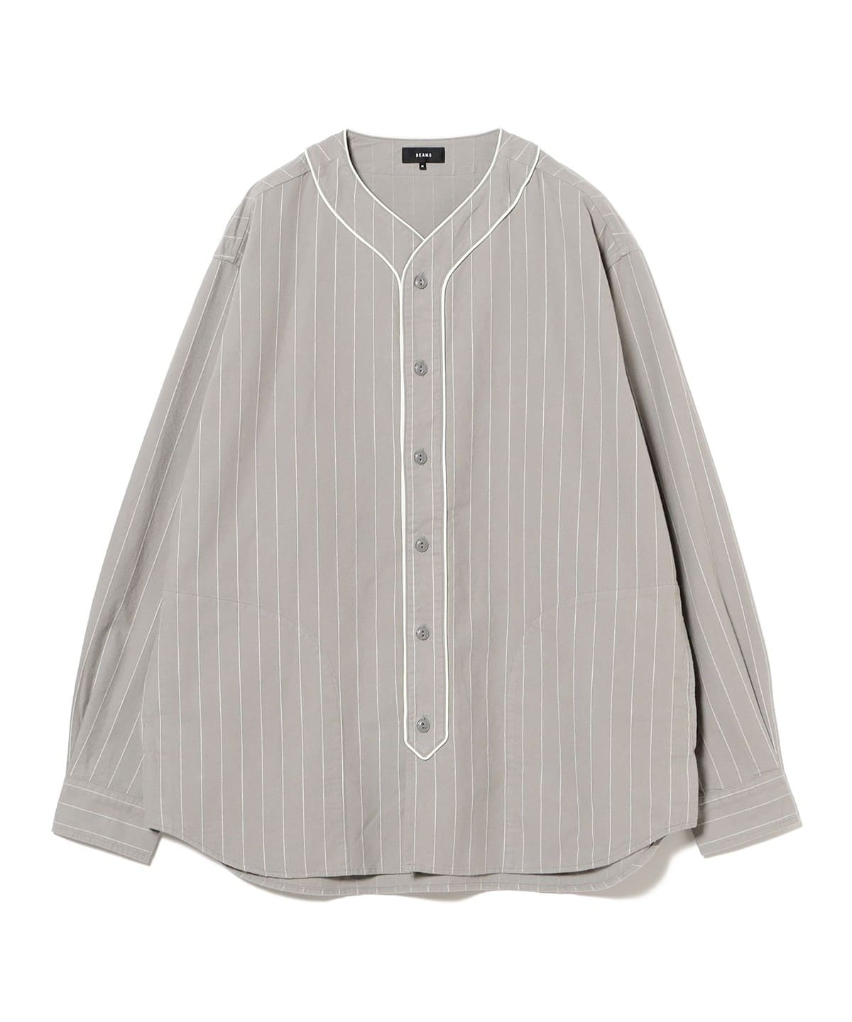 BEAMS（ビームス）ワイドフィット ベースボール ストライプ シャツ