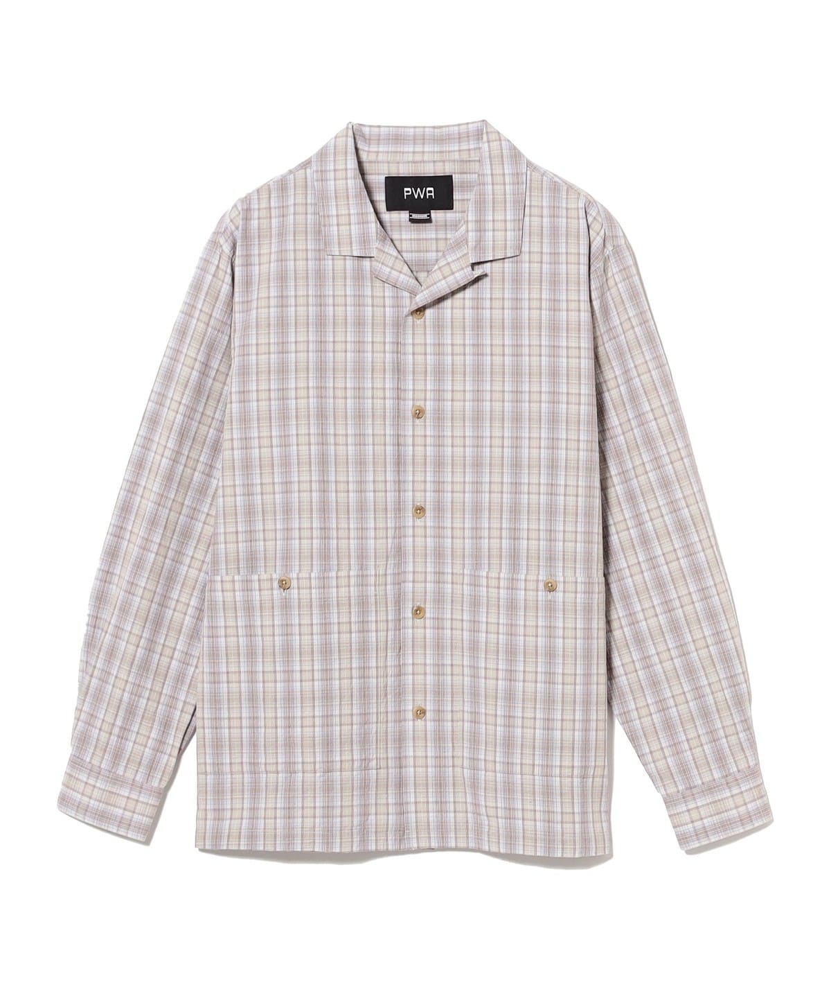 PWA プア / Linen Mix Shirt シャツ・ブラウス MEN BEIGE CHECK S PWA プア / Linen Mix Shirt シャツ・ブラウス MEN BEIGE CHECK S