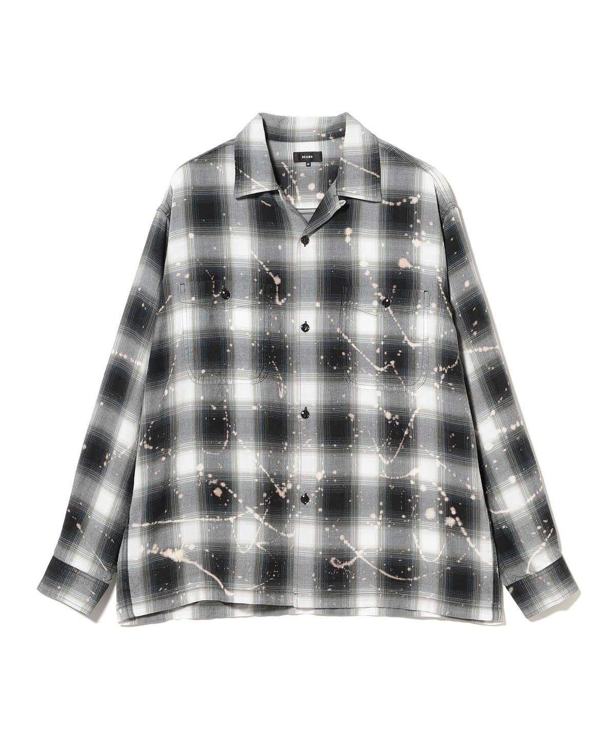 BEAMS（ビームス）ブリーチ オンブレチェック オープンカラーシャツ