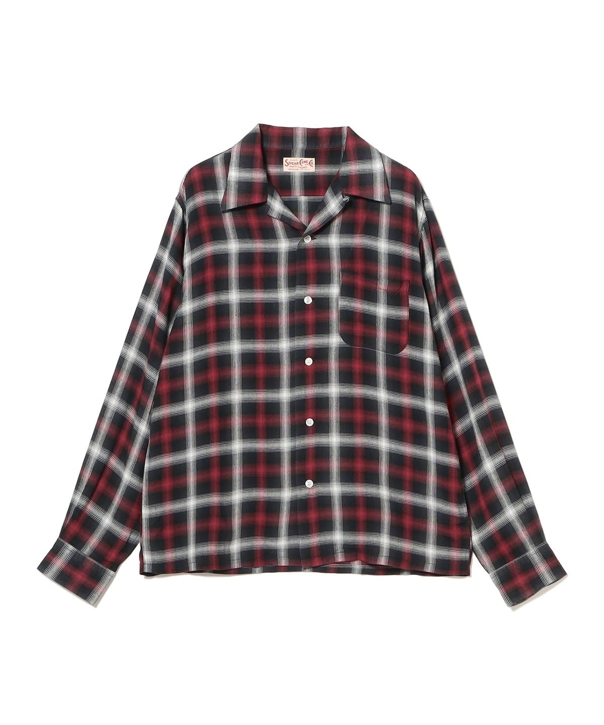SUGAR CANE �V���K�[�P�[�� / RAYON OMBRE CHECK OPEN SHIRT �V���c�E�u���E�X MEN 165 RED M