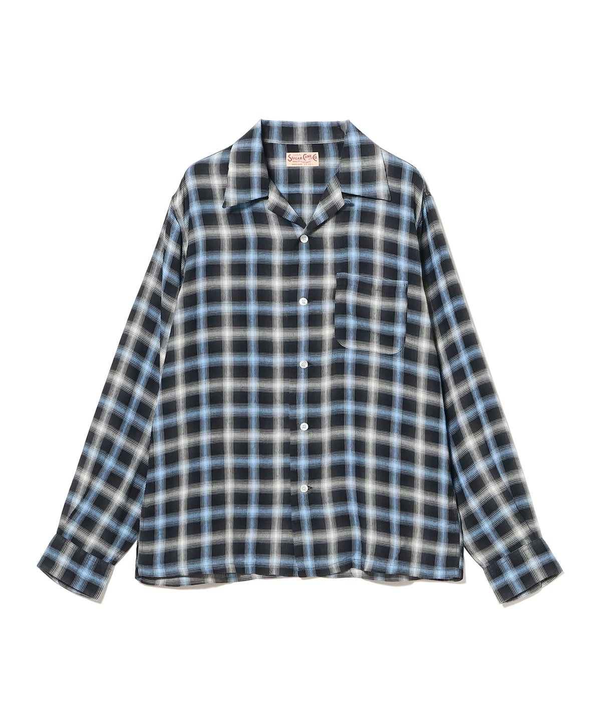 SUGAR CANE �V���K�[�P�[�� / RAYON OMBRE CHECK OPEN SHIRT �V���c�E�u���E�X MEN 125 BLUE XL