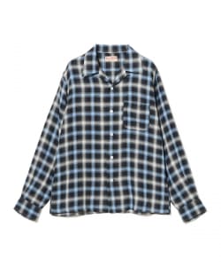 SUGAR CANE / RAYON OMBRE CHECK OPEN SHIRT