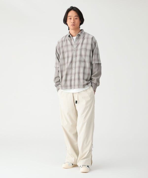 レイヤード チェックシャツ Model：H185cm Size：L