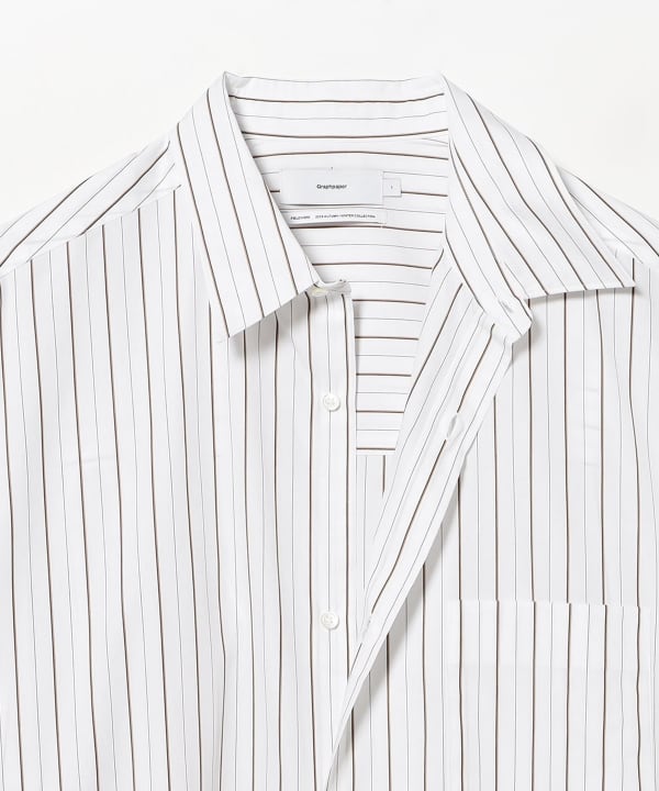 Graphpaper / SIDOGRAS Brown Stripe L/S Oversized Regular Collar Shirt 首元を端正に見せるレギュラーカラー