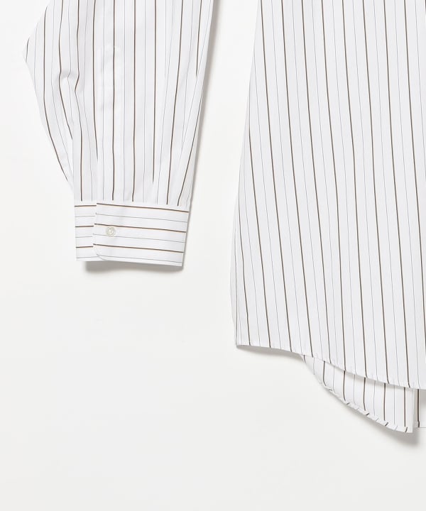 Graphpaper / SIDOGRAS Brown Stripe L/S Oversized Regular Collar Shirt 品のある微光沢が際立つストライプ