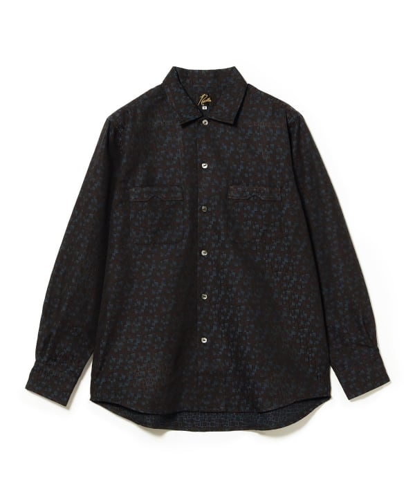 NEEDLES / Open Collar Shirt-Tile Pattern Jacquard