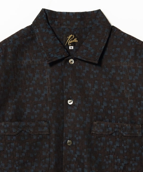 NEEDLES / Open Collar Shirt-Tile Pattern Jacquard