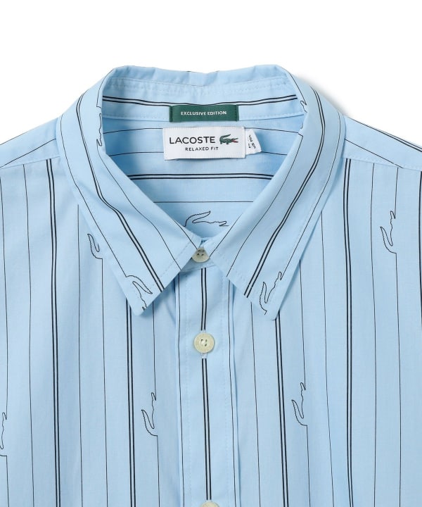 【別注】LACOSTE / ストライプシャツ すっきりとしたレギュラーカラー