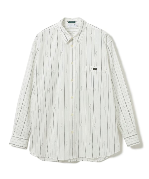 【別注】LACOSTE / ストライプシャツ ハリと清涼感のある上品な生地