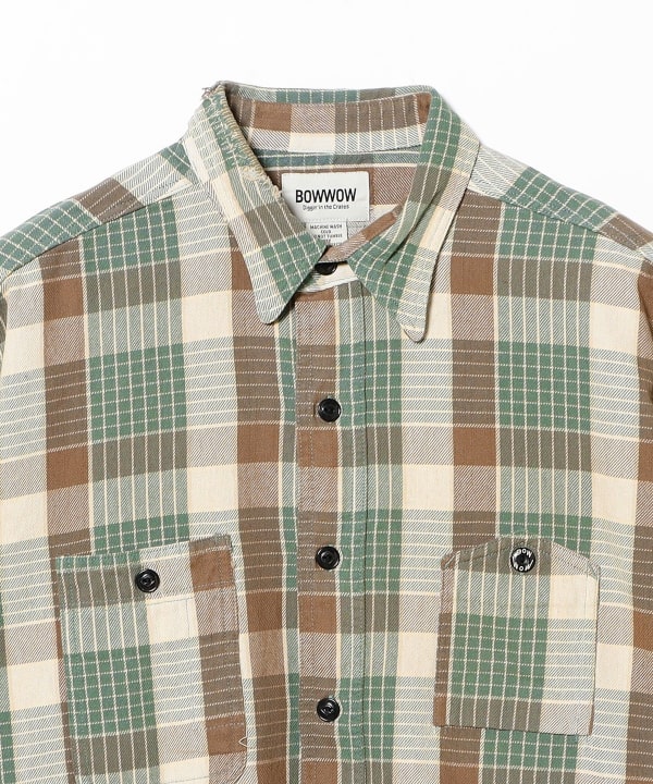 BOW WOW / REPAIRED MOUNTAIN POCKET FLANNEL SHIRT 長年着込んだようなリアルなリペア跡