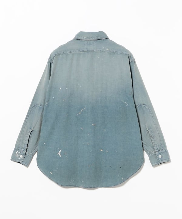 BOW WOW / SOLID BLUE CHAMBRAY SHIRT アクセントを効かせるエルボーパッチ