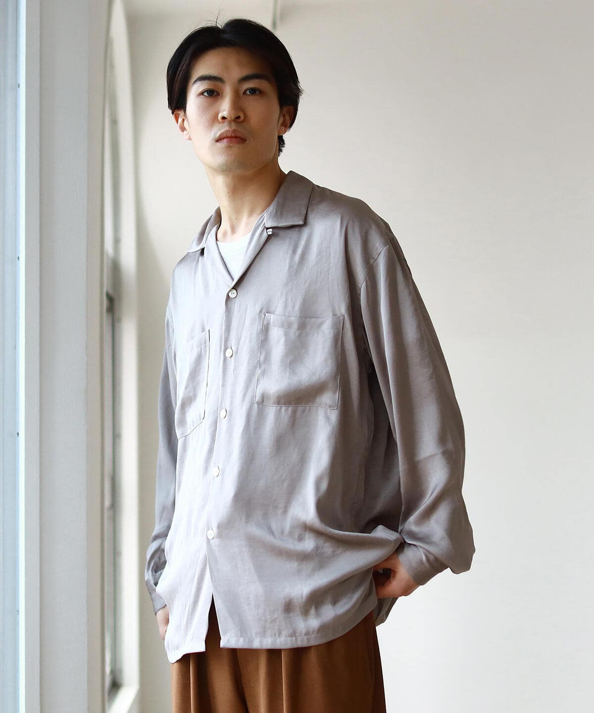 ECOPET(R) イージー オープンカラーシャツ シャツ・ブラウス MEN Greige S ECOPET(R) イージー オープンカラーシャツ シャツ・ブラウス MEN Greige S