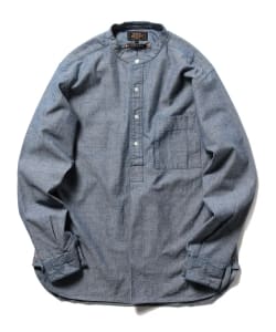 ▲BEAMS PLUS / バンドカラー プルオーバー シャンブレーシャツ