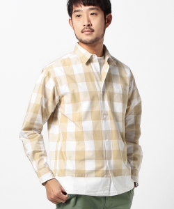 ▲BEAMS / フェイクレイヤード ギンガムチェックシャツ