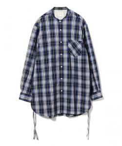 ▲BEAMS / バンドカラー チェックシャツ