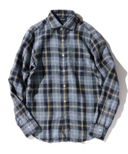 ▲BEAMS / リネン チェック カッタウェイシャツ