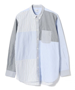 BEAMS / ストライプ 切替 ボタンダウンシャツ