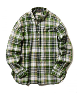 ▲BEAMS PLUS / マドラスチェック バンドカラー プルオーバーシャツ