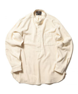 ▲BEAMS PLUS / ハーフボタン ネルプルオーバー バンドカラーシャツ