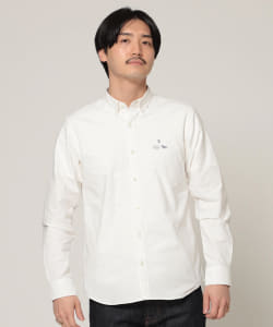 ▲BEAMS / ストレッチオックス アニマル ワッペン ボタンダウンシャツ