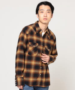 ▲Wrangler × BEAMS / 別注 ネルチェック ウエスタン シャツ