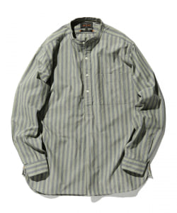 ▲BEAMS PLUS / シアサッカー バンドカラー ブルオーバー シャツ