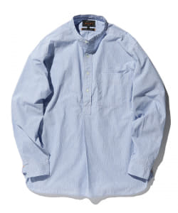 ▲BEAMS PLUS / シアサッカー バンドカラー ブルオーバー シャツ