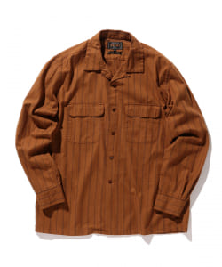 ▲BEAMS PLUS / ストライプ オープンカラー シャツ