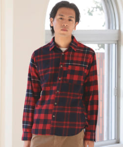 ▲BEAMS / インディゴ クレイジーチェック ネルシャツ
