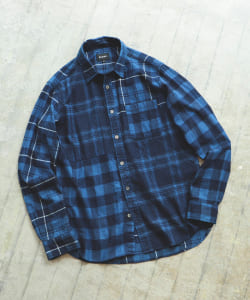▲BEAMS / インディゴ クレイジーチェック ネルシャツ