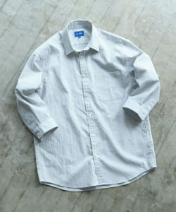 ▲BEAMS / シアサッカー 7分袖 ストレッチ シャツ