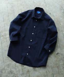 ▲BEAMS / シアサッカー 7分袖 ストレッチ シャツ