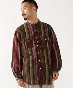 ▲ENGINEERED GARMENTS / BANDED COLLAR SHIRT COTTON VARIEGATED STRIPE