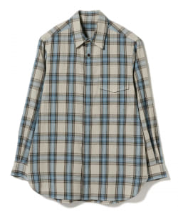 ▲URU / Ramie Check Fly Front Long Sleeve Shirts