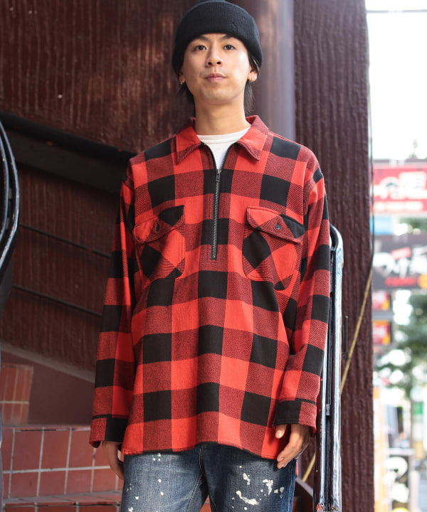 Beams ビームス Beams ハーフジップ バッファローチェック プルオーバーシャツ シャツ ブラウス カジュアルシャツ 通販 Beams