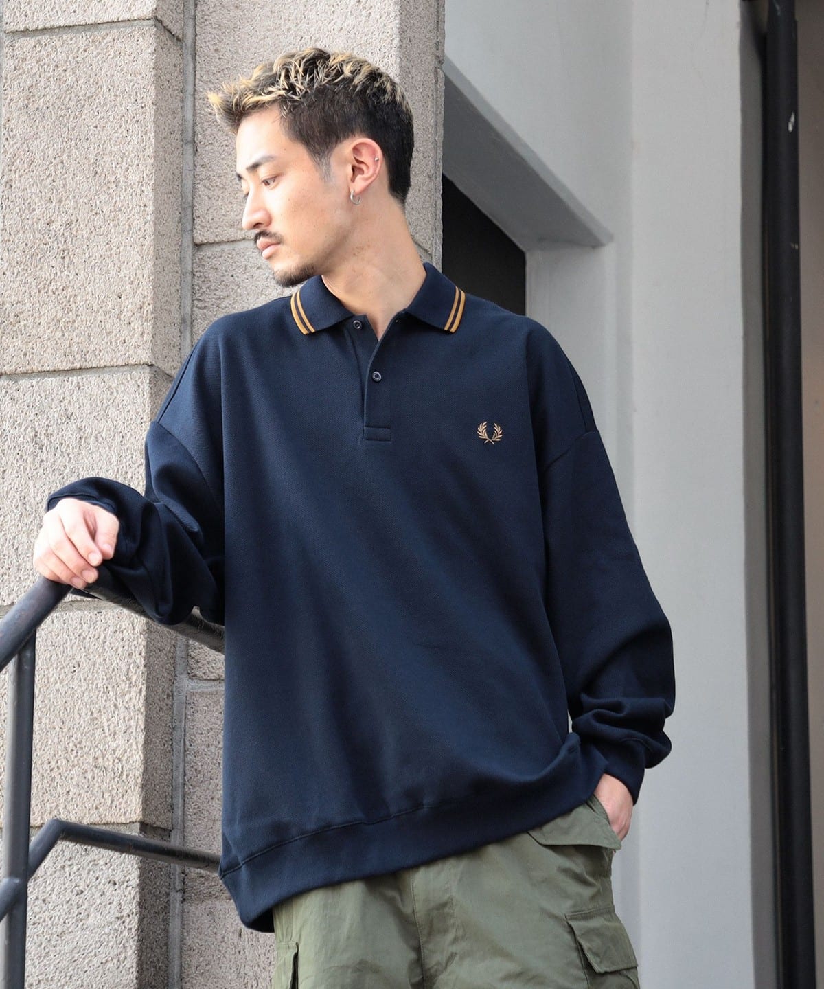 BEAMS BEAMS FRED PERRY × BEAMS / Special order Pique Long Sleeve 