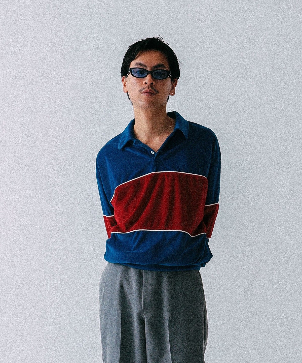 VAPORIZE ヴェイパライズ / Velor Polo Shirt シャツ・ブラウス MEN BURGUNDY×SAX S VAPORIZE ヴェイパライズ / Velor Polo Shirt シャツ・ブラウス MEN BURGUNDY×SAX S