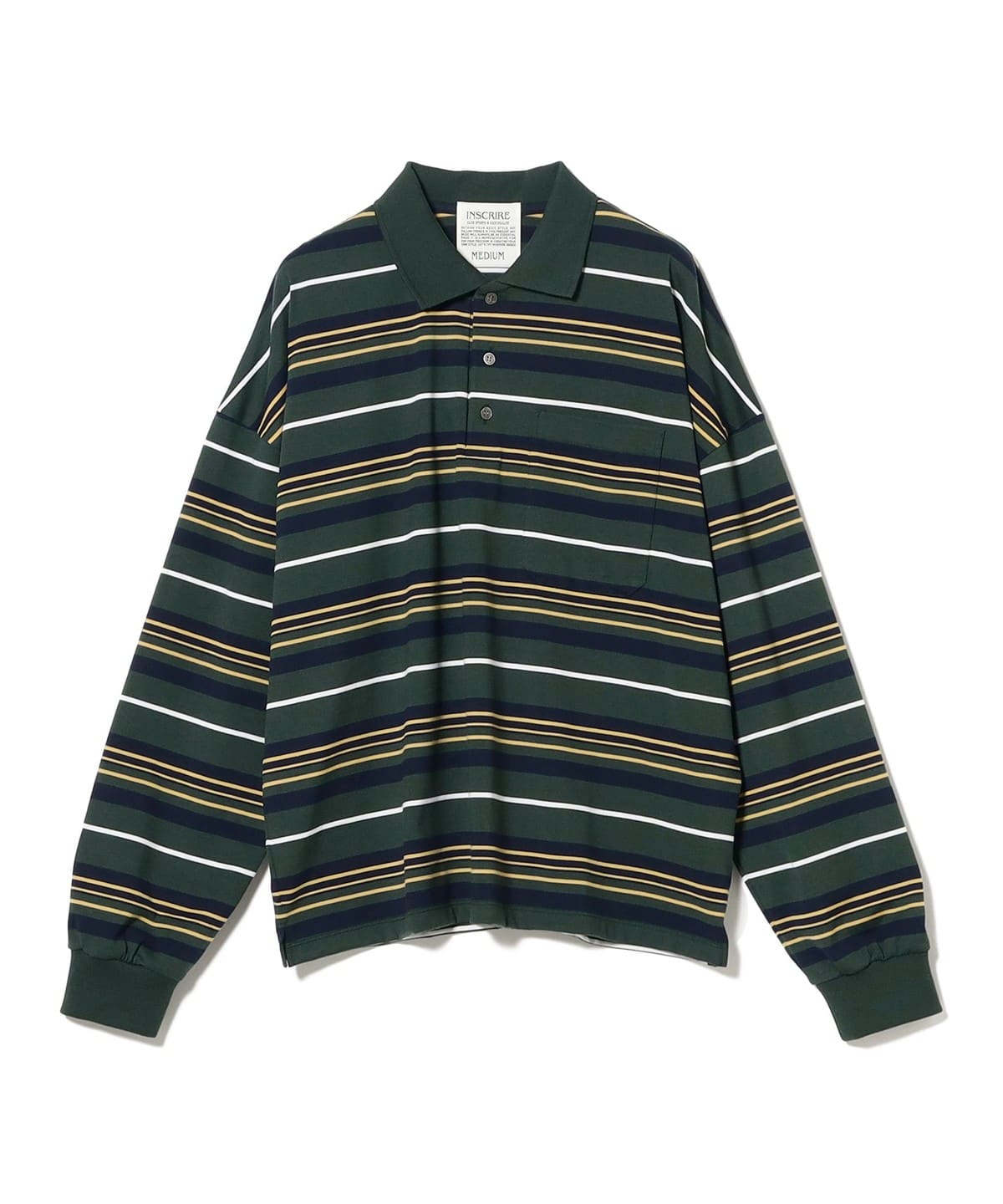 INSCRIRE アンスクリア / Border BIG Polo Shirt シャツ・ブラウス MEN OLIVE M INSCRIRE アンスクリア / Border BIG Polo Shirt シャツ・ブラウス MEN OLIVE M