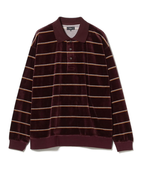 BEAMS（ビームス）ワイドフィット ベロア ボーダー ポロシャツ（シャツ