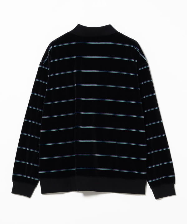 BEAMS（ビームス）ワイドフィット ベロア ボーダー ポロシャツ（シャツ