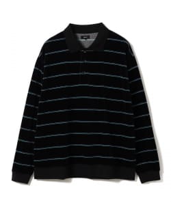 【+15%ポイントUP】ベロア ボーダー ポロシャツ