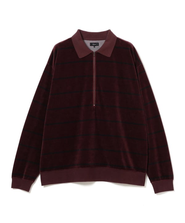 BEAMS（ビームス）ベロア ボーダー ポロシャツ（シャツ・ブラウス