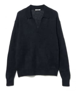 AURALEE / BABY SURI ALPACA SHEER KNIT SKIPPER POLO