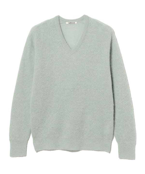 AURALEE / BABY SURI ALPACA SHEER KNIT V-NECK P/O