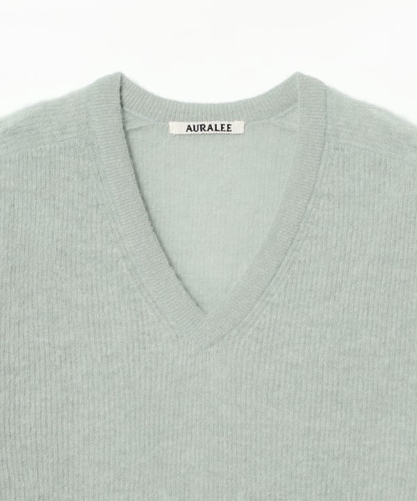 AURALEE / BABY SURI ALPACA SHEER KNIT V-NECK P/O