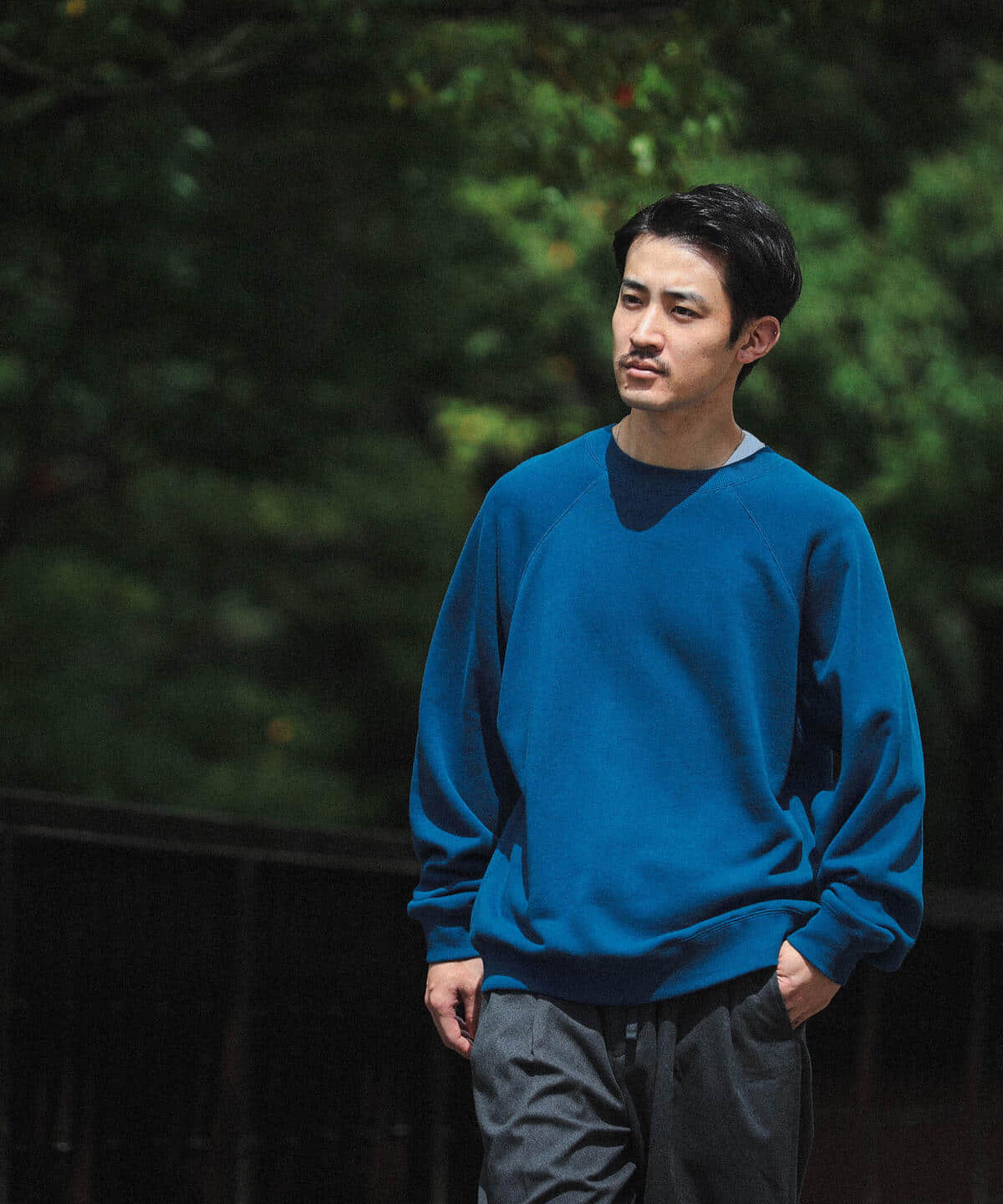 ラグラン ワイド クルーネックスウェット トップス MEN BLUE S ラグラン ワイド クルーネックスウェット トップス MEN BLUE S