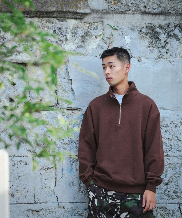 BEAMS [BEAMS] BEAMS / Loose half-zip sweatshirt (tops sweatshirt